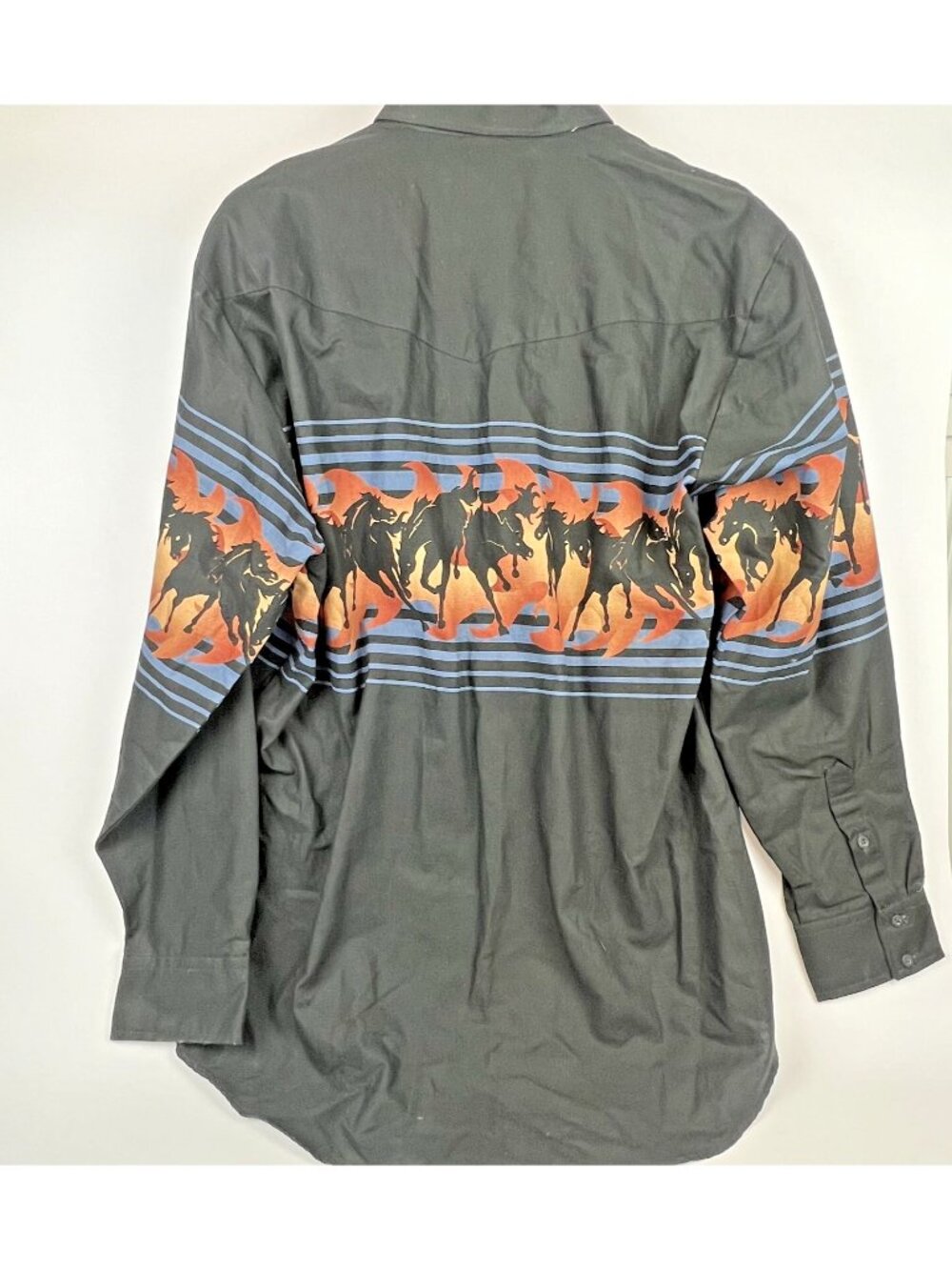 Vintage Roper Border Wild Horse Shirt XL β Black USA Made Pearl Snap Western - Picture 6 of 6